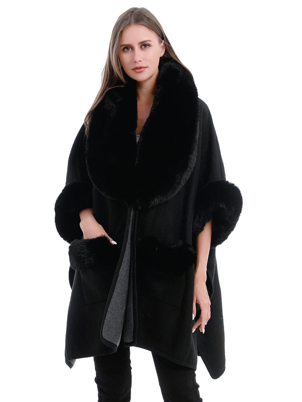 Statement Faux Fur Poncho