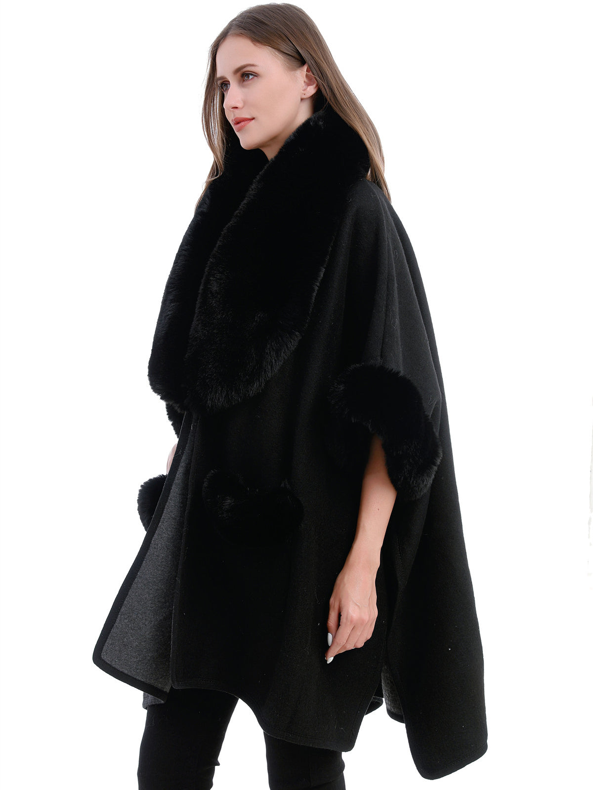 Statement Faux Fur Poncho