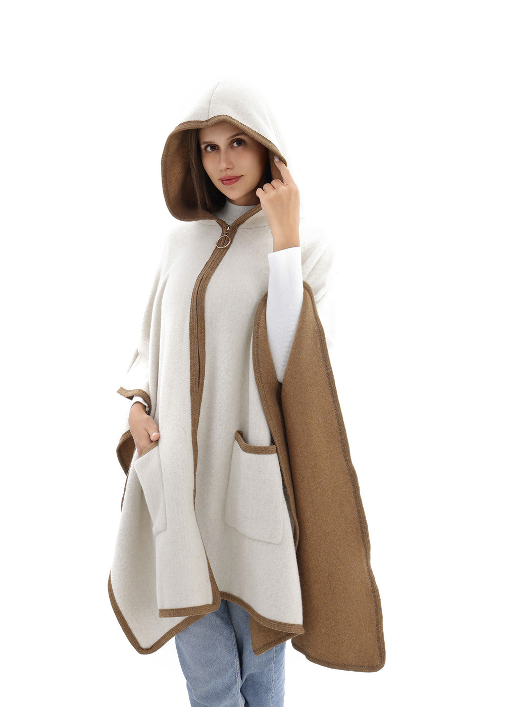 Hooded Frame Poncho