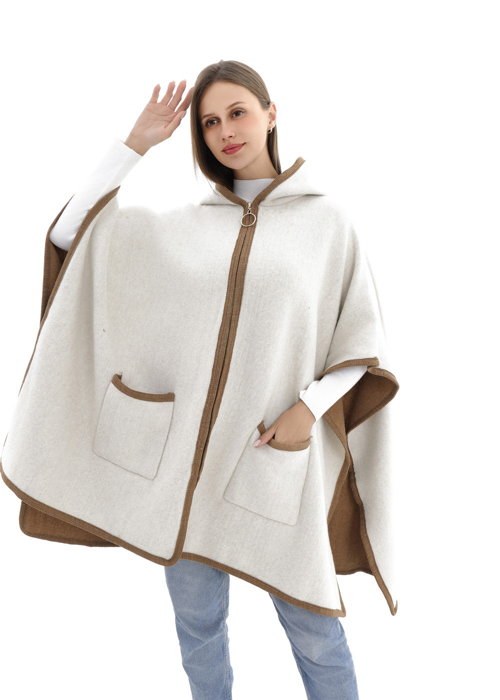 Hooded Frame Poncho