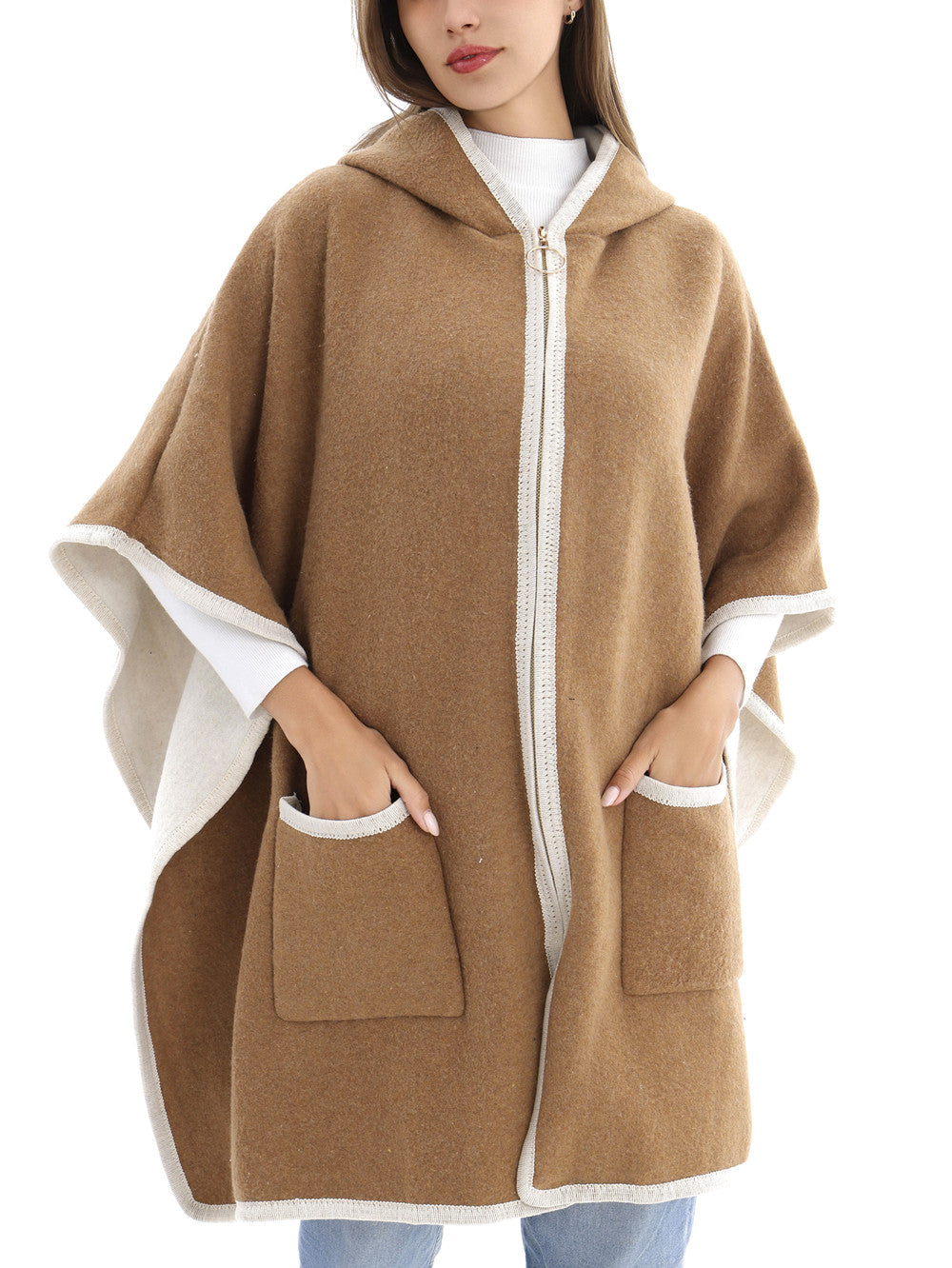 Hooded Frame Poncho