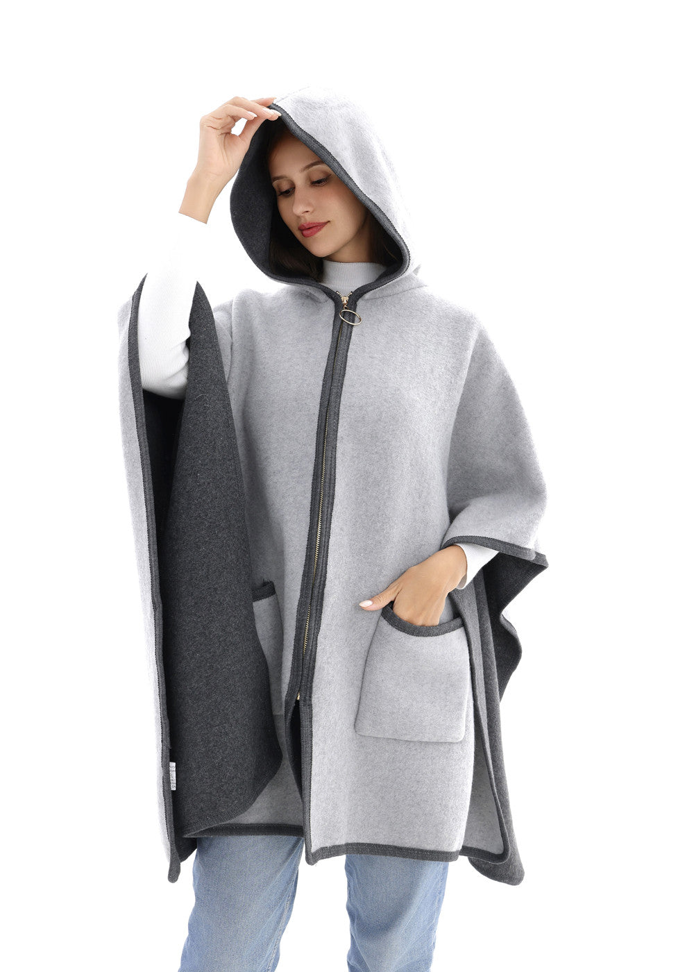 Hooded Frame Poncho