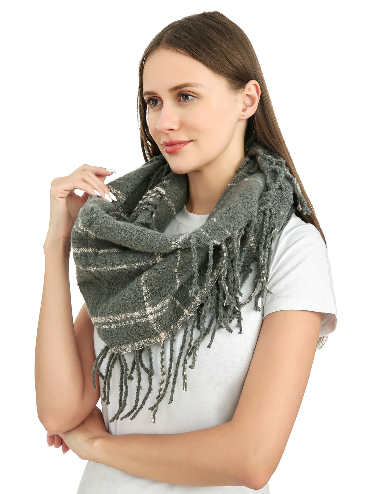 Bouclé Line Check Scarf
