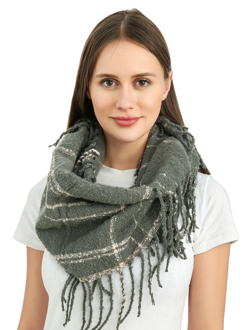 Bouclé Line Check Scarf
