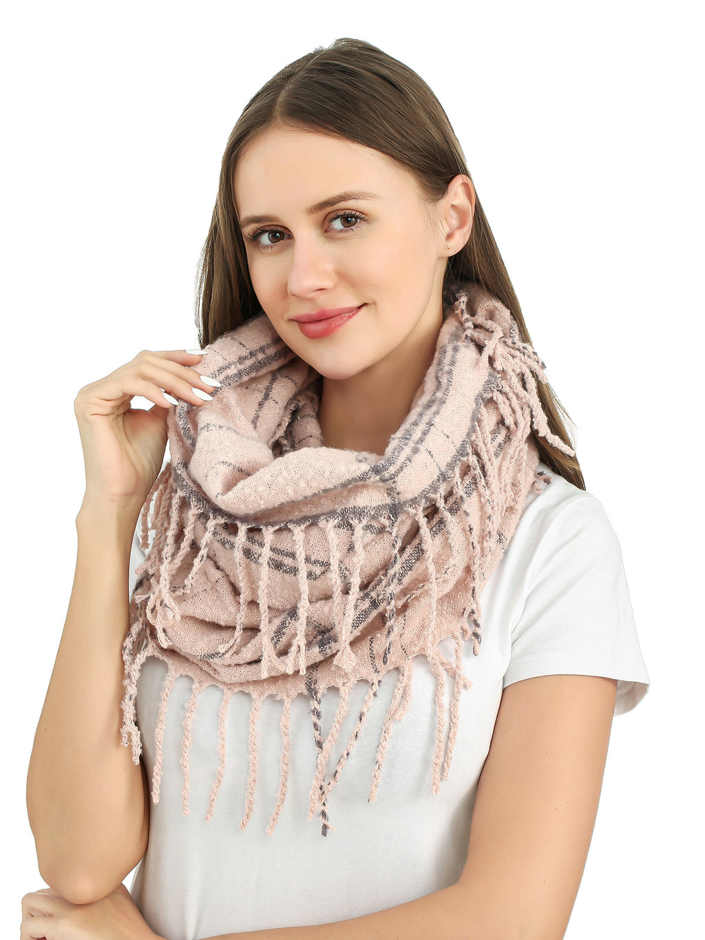 Bouclé Line Check Scarf