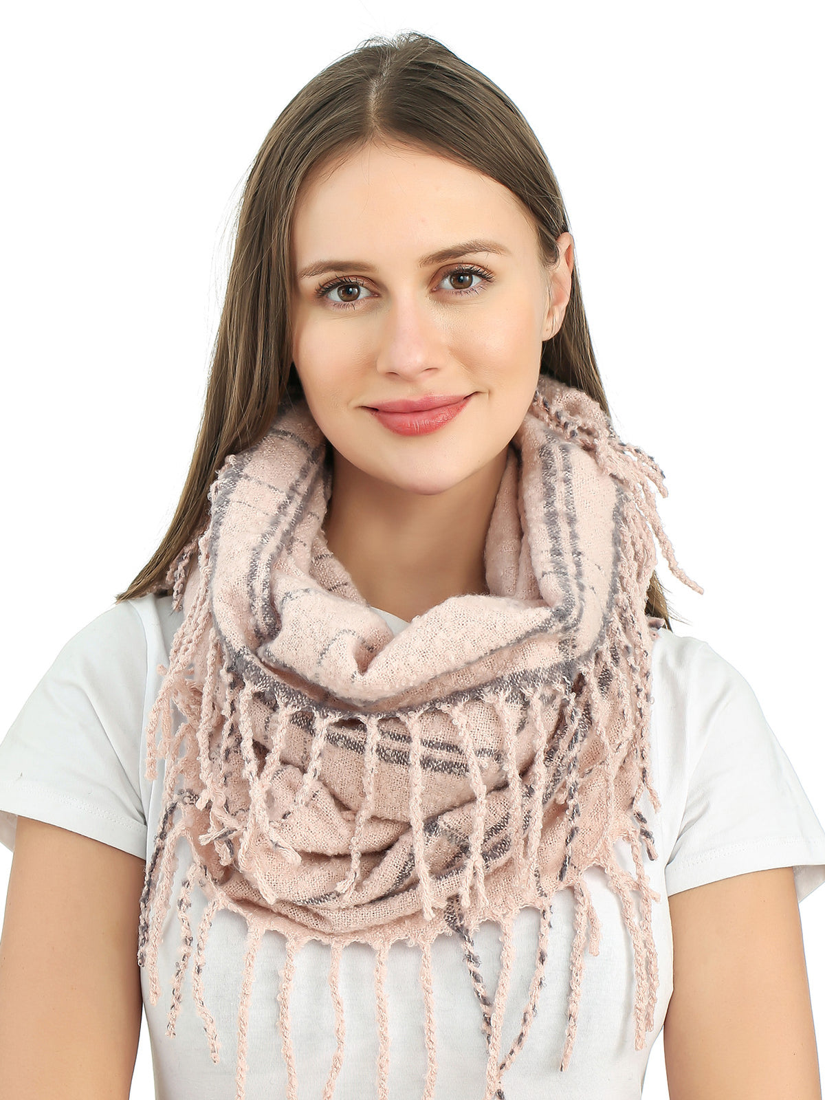 Bouclé Line Check Scarf