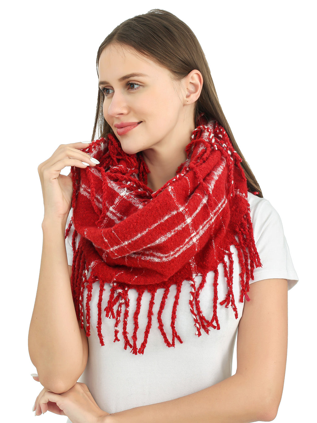 Bouclé Line Check Scarf