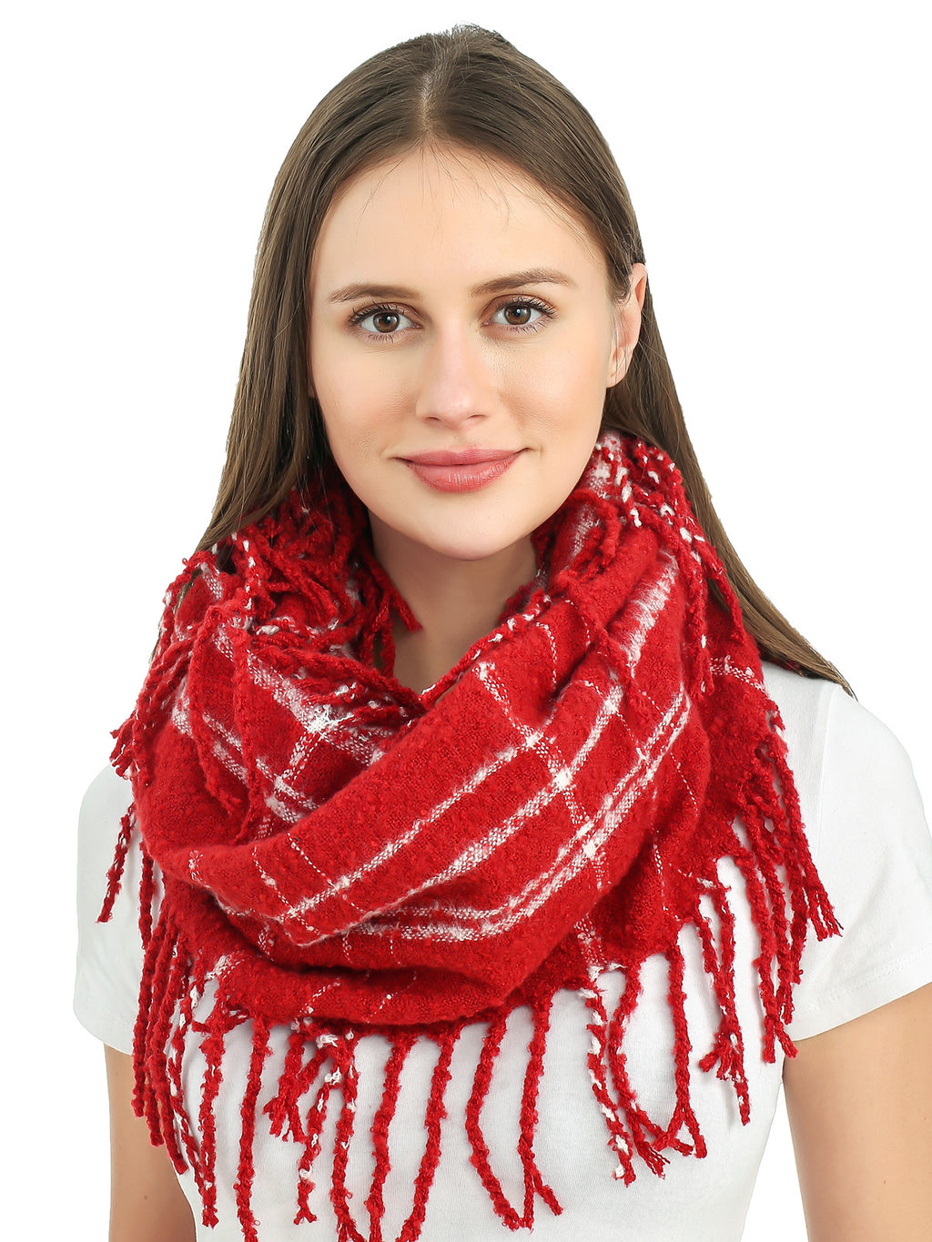Bouclé Line Check Scarf