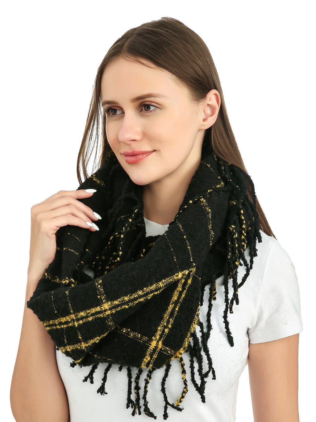 Bouclé Line Check Scarf
