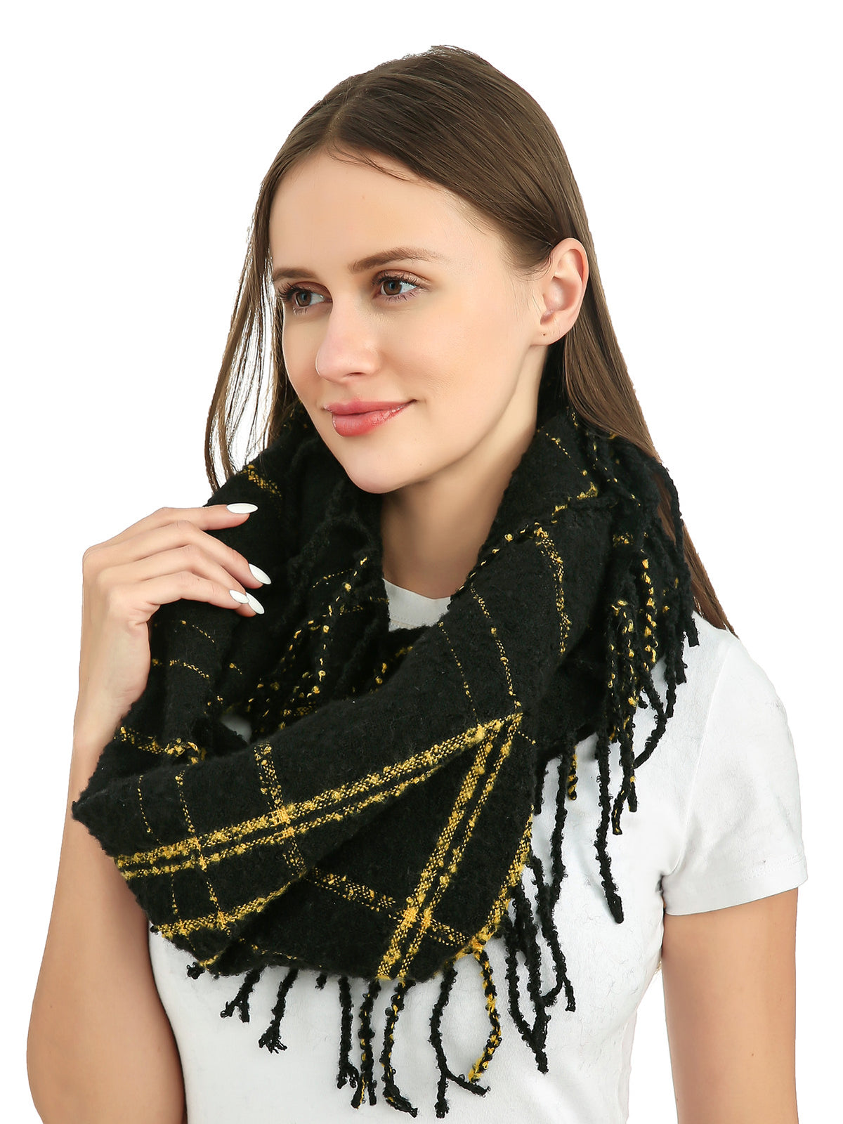 Bouclé Line Check Scarf