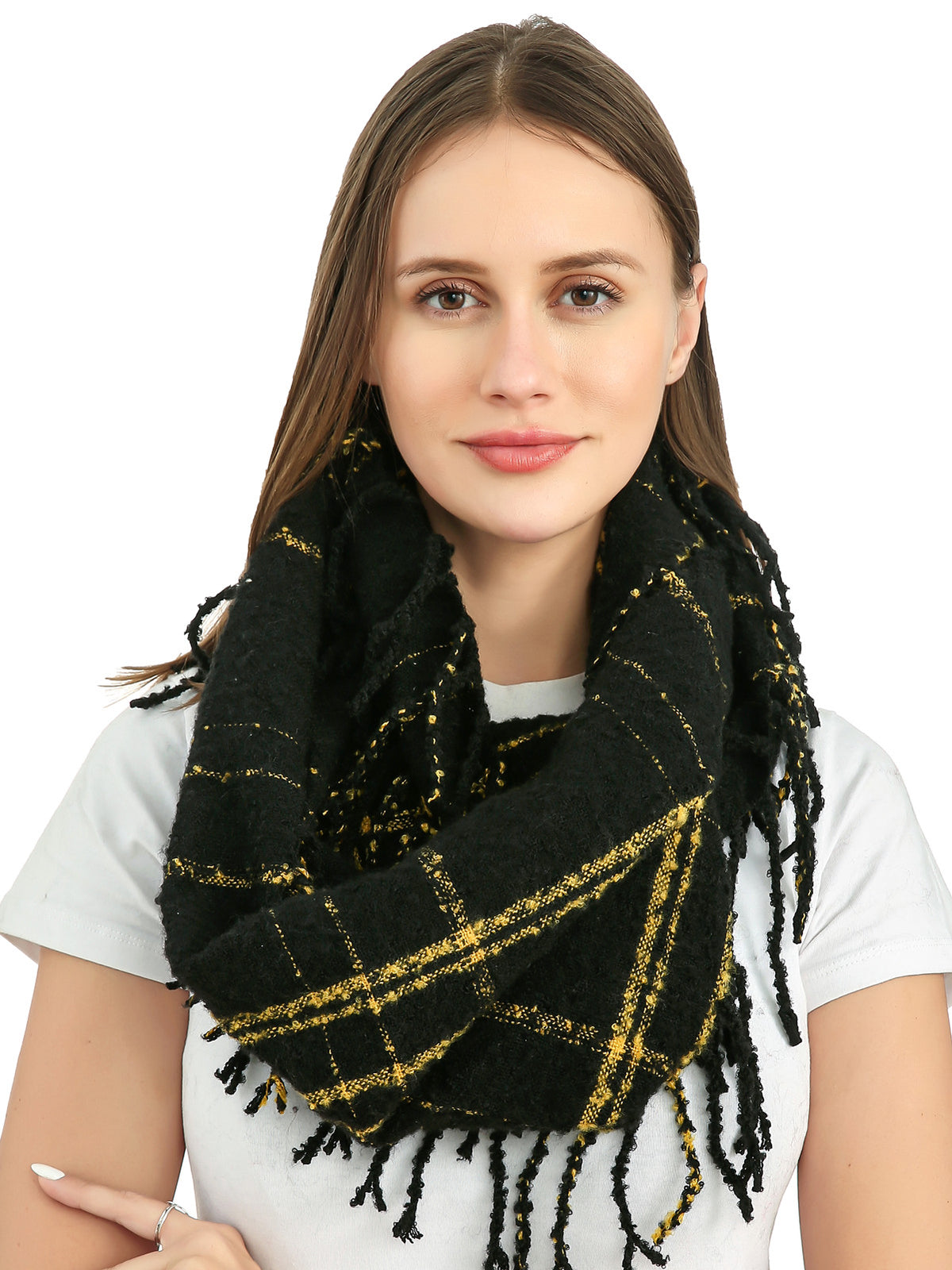 Bouclé Line Check Scarf