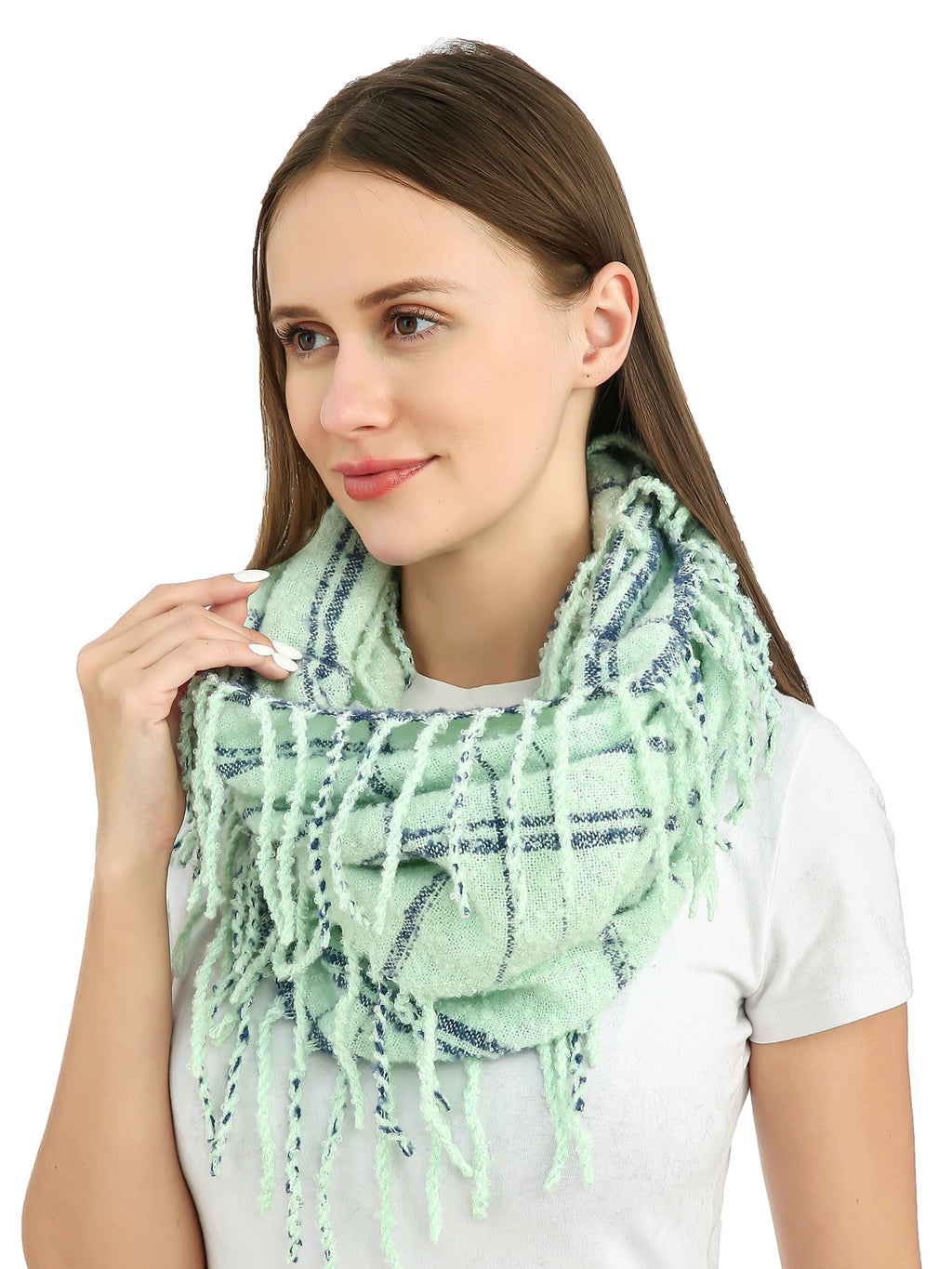 Bouclé Line Check Scarf