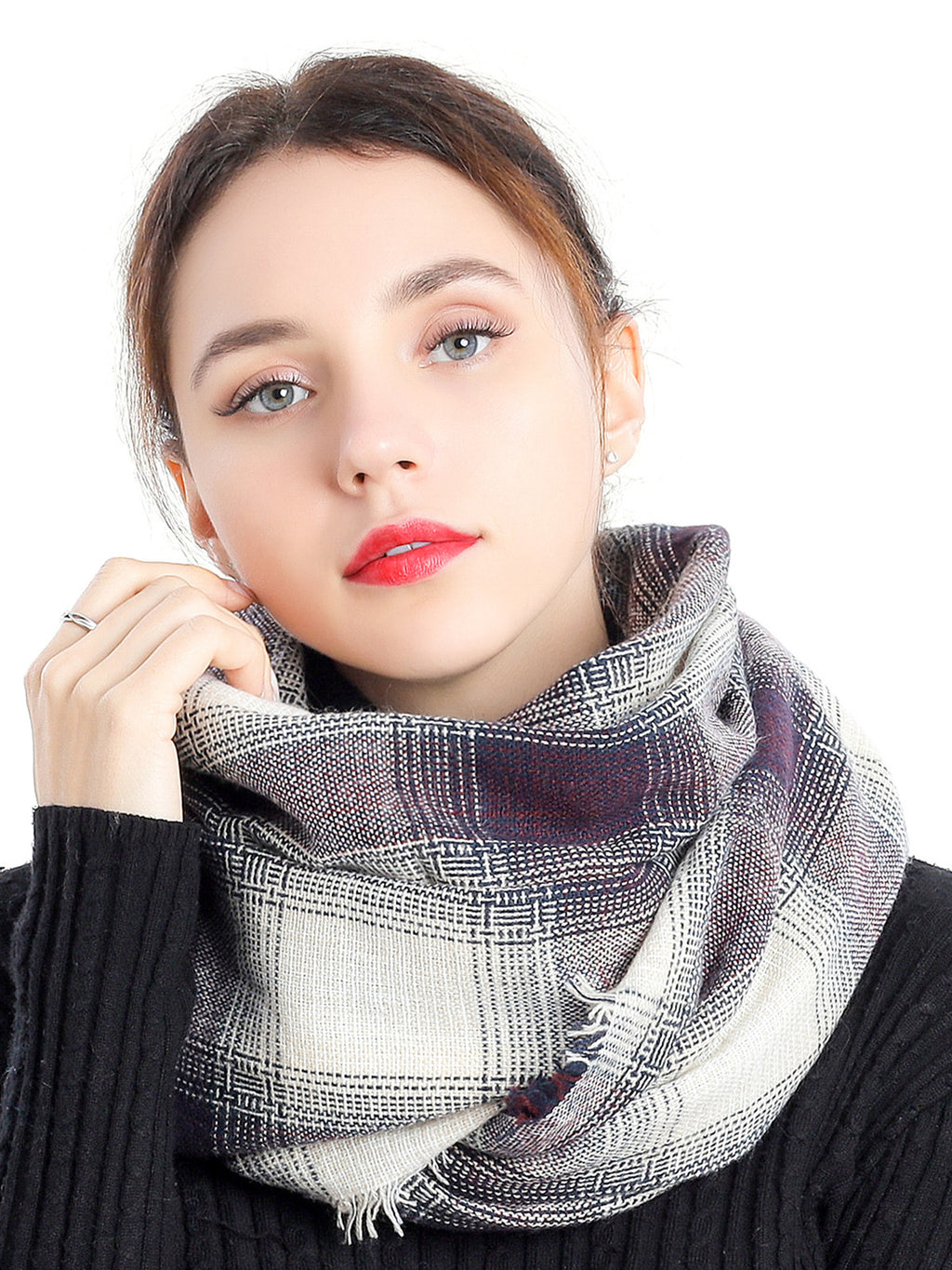 Woven Grid Check Scarf