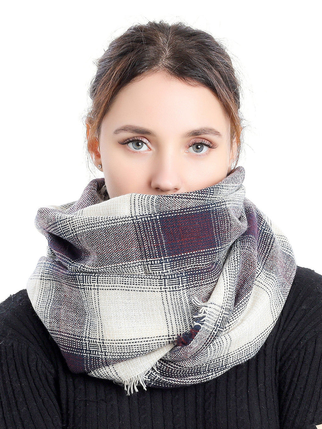 Woven Grid Check Scarf