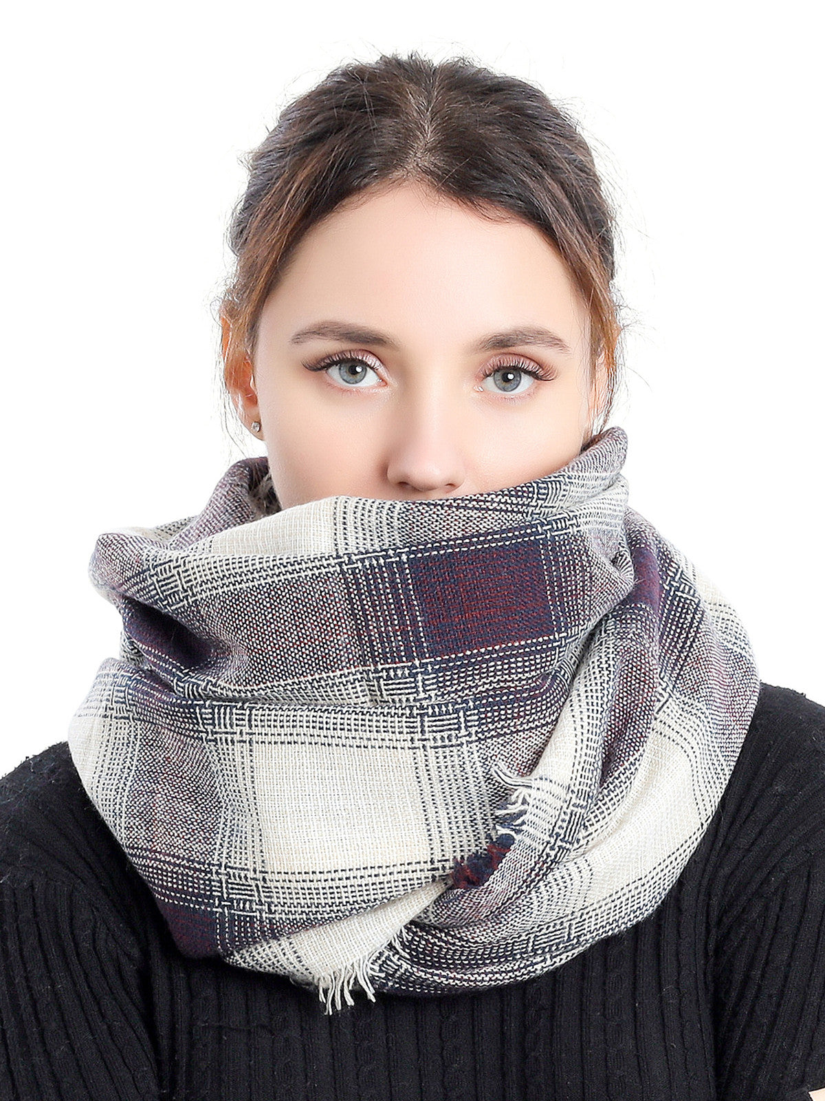 Woven Grid Check Scarf