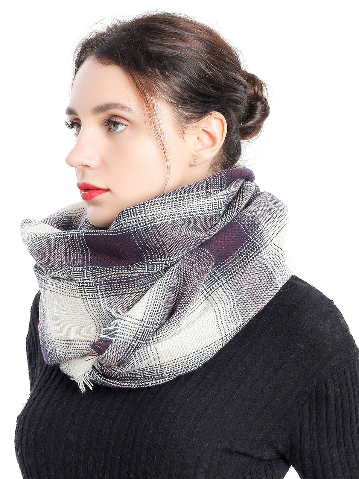 Woven Grid Check Scarf