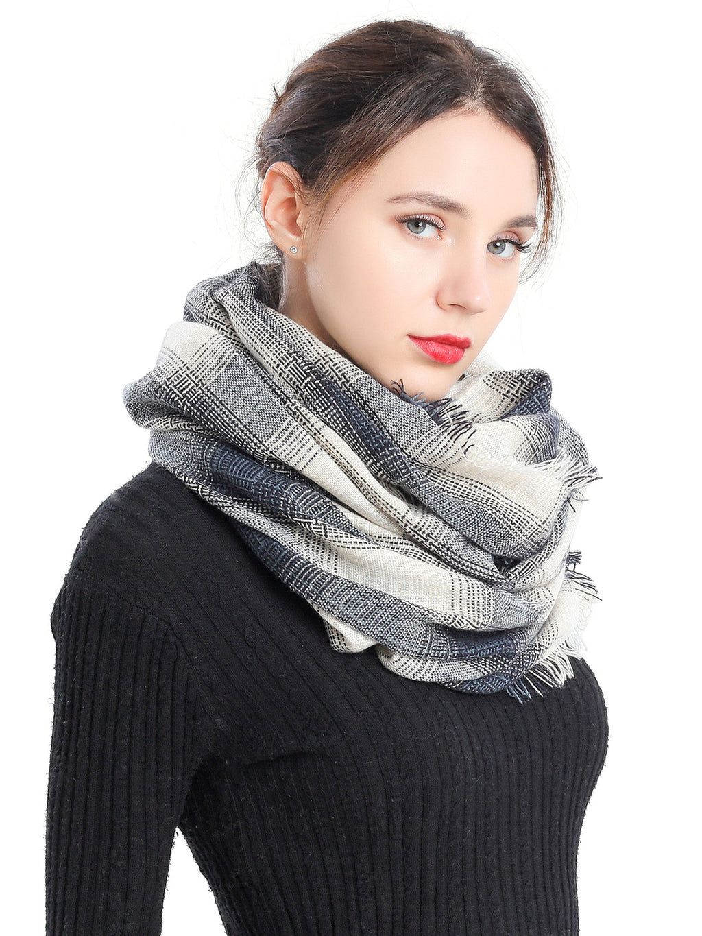 Woven Grid Check Scarf